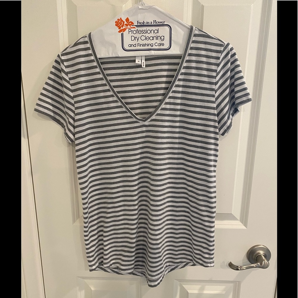 Gray-White Striped Tee